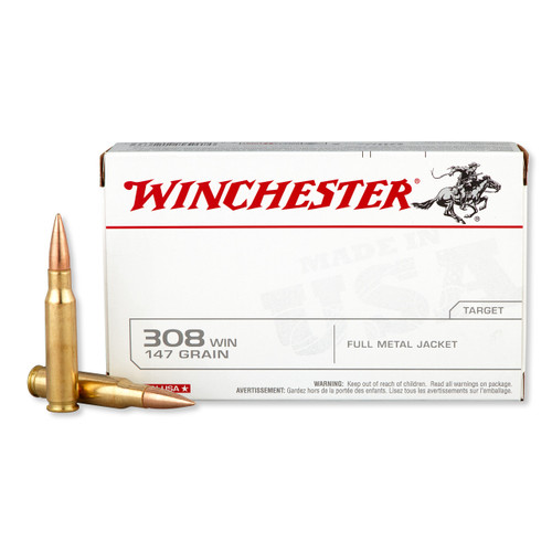 Winchester USA Rifle Ammo 308 Win. 147 gr. FMJBT 20 rd.