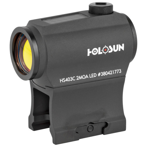 Holosun Technologies, 403C, Red Dot, N/A, N/A, Black, 2MOA Dot, High and Low Mount, Solar with Internal Battery