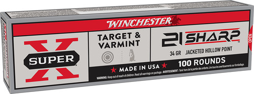 Winchester .21 Sharp Super X 34gr JHP Ammo