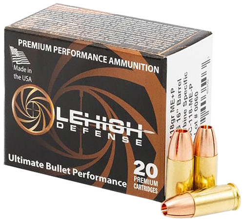 Lehigh Defense 9mm Luger / Parabellum  118gr CSHP Ammo