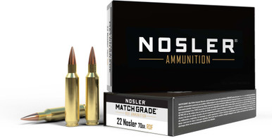 ler Match Grade .22 Nosler RDF Hollow Point Boat Tail 70 Grain Ammo