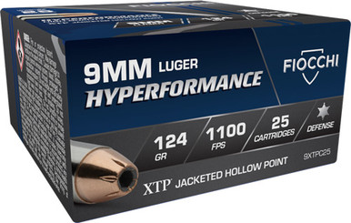 cchi 9XTPC25 Hyperformance Hornady XTP Hollow Point 124 Grain 9mm Luger/Parabellum 1100 Fps Ammo