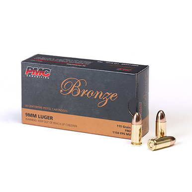  9A Bronze 9mm Luger 115 Gr Full Metal Jacket (FMJ) Ammo