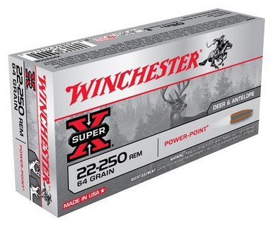 chester X222502 Super X Power-Point 64 Grain .22-250 Remington 3500 Fps Ammo