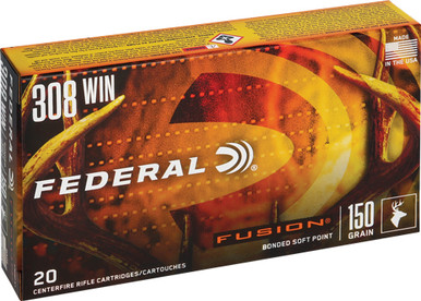 eral F308FS1 Boat Tail Fusion Soft Point 150 Grain .308 Win / 7.62x51mm 2820 Fps Ammo