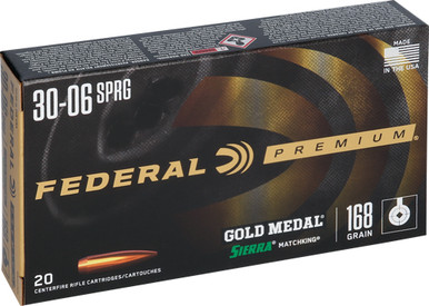 eral GM3006M Premium Gold Medal Sierra MatchKing Boat Tail Hollow Point 168 Grain .30-06 Springfield 2700 Fps Ammo