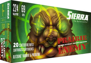 rra A717112 Prairie Enemy Sierra BlitzKing 69 Grain .224 Valkyrie 3125 Fps Ammo