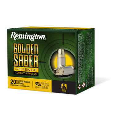 ington 27613 Golden Saber Brass Jacket Hollow Point 124 Grain 9mm Luger/Parabellum 1020 Fps Ammo