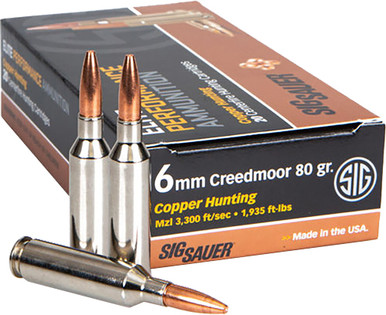  Sauer E6MMCH120 Elite Performance Copper Hunting 80 Grain 6mm Creedmoor 3300 Fps Ammo