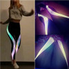 Women Fitness Yoga Pants Reflective Strip Laser Printed Night Running Leggings