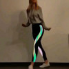 Women Fitness Yoga Pants Reflective Strip Laser Printed Night Running Leggings