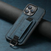 Color: Blue, Material: Carbon Fiber - SUTENI Lychee skin print wrist strap card phone case Card hol