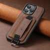 Color: Blue, Material: Carbon Fiber - SUTENI Lychee skin print wrist strap card phone case Card hol