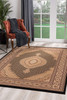 7' X 9' Beige and Black Medallion Power Loom Area Rug