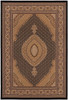 7' X 9' Beige and Black Medallion Power Loom Area Rug