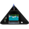 Floating Triangular Corner Computer Desk with Storage Shelf-Black