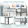 Twin Over Twin Bunk Bed with Fence and Ladder for Kids-Gray - Color: Gray - Size: Twin Size