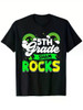 5th Grade Lucky Teacher 5th Grade Clover St. Patrick's Day T-Shirt, 100% Cotton, Single Side Print,