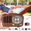 Portable FM Radio (R919) With 5.0 BT Speaker; Walnut Wooden FM Radio With Old Fashioned Classic Sty