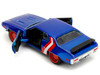 1972 Plymouth GTX Candy Blue with Red and White Stripes and Captain America Diecast Figure "The Ave