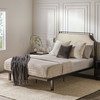 Traditional Upholstered Metal Queen Bedframe - Tan