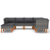 8 Piece Patio Lounge Set with Cushions Poly Rattan Gray
