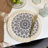 Round Bohemian Pattern Printed With Tassel Placemat Table Bowl Mat