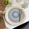 Round Bohemian Pattern Printed With Tassel Placemat Table Bowl Mat