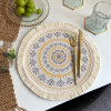 Round Bohemian Pattern Printed With Tassel Placemat Table Bowl Mat