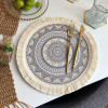 Round Bohemian Pattern Printed With Tassel Placemat Table Bowl Mat