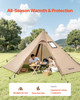  Hot Tent for 2 Persons, Portable Winter Tipi Tent with Stove Jack, Waterproof Canvas Camping Tents