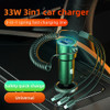 Quick Charge Car Charger With Stretchable Cable 5 Port Output Fast Charging Adapter Compatible For 