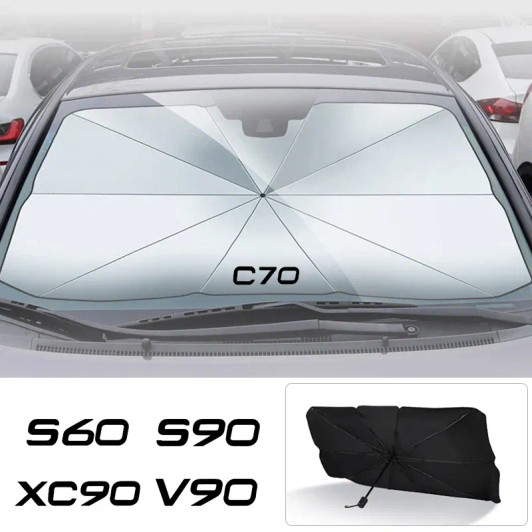 Color: Green - Car Front Shading Car Windshield Sunshade Umbrella For Volvo  F640-12000034242282488