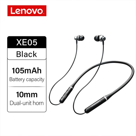 Original LENOVO XE05 Neck-type Bluetooth Headset Sports Waterproof Long Sta K484-PEL_0JDWN622