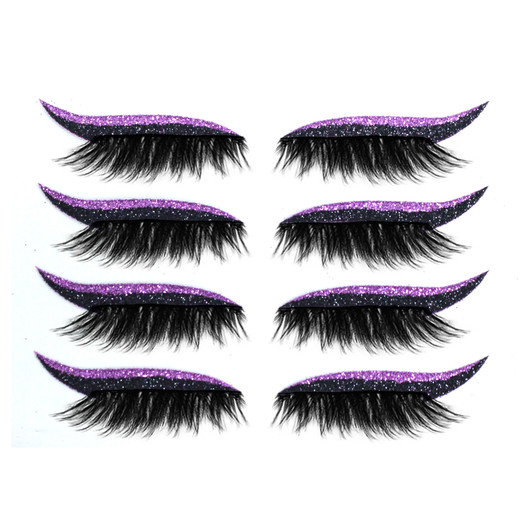 Color: Purple - Stickers Reusable Waterproof Self-Adhesive Eyeliner Stickers Glitter Shiny Eyeliner
