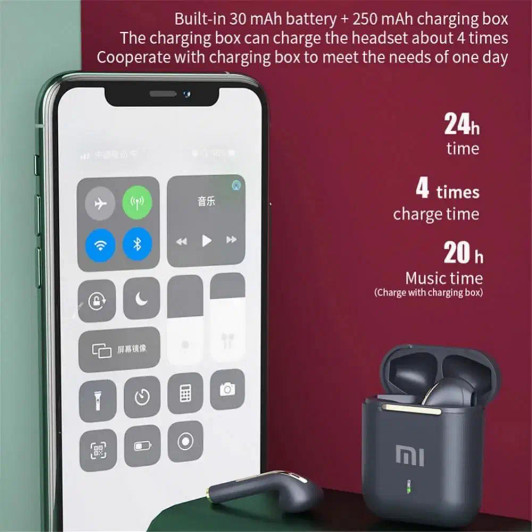 Color: WHITE - Xiaomi J18 Wireless Bluetooth Headphones in-ear HiFI Stereo with Mic Bluetooth Touch