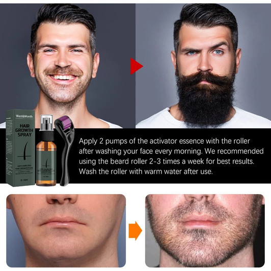 30ml Hair Beard Growth Roller Set Beard Oil Spray-818