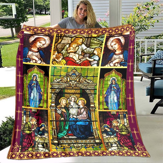 Jesus Virgin Mary Soft Throw Blanket Bedroom Warm Blanket