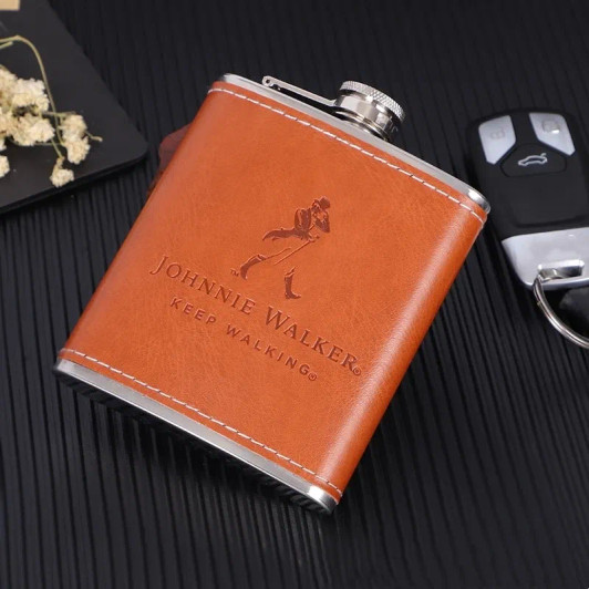 Color: grey - 7oz/8oz Portable Pocket Hip Flask Outdoor Travel Stainless Steel Flask Whiskey Drink 