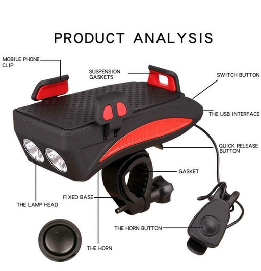 Multifunction Bike Light Flashlight With Phone Holder-86