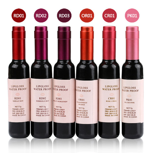 Model: PK01 - Korean red wine bottle lip gloss lip liquid, red wine bottle Lip Glaze lasting color 