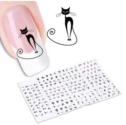 Quantity: 2pcs, style: 1 - 1 Sheet Cat Nail Art Sticker