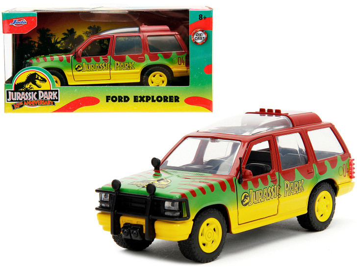 Ford Explorer Red and Yellow with Green Graphics "Jurassic Park" (1993) Movie 30th Anniversary "Hol
