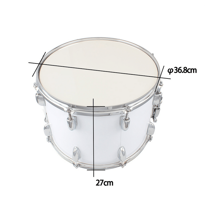 14 x10 inches Marching Drum   Drumsticks   Key   Strap White