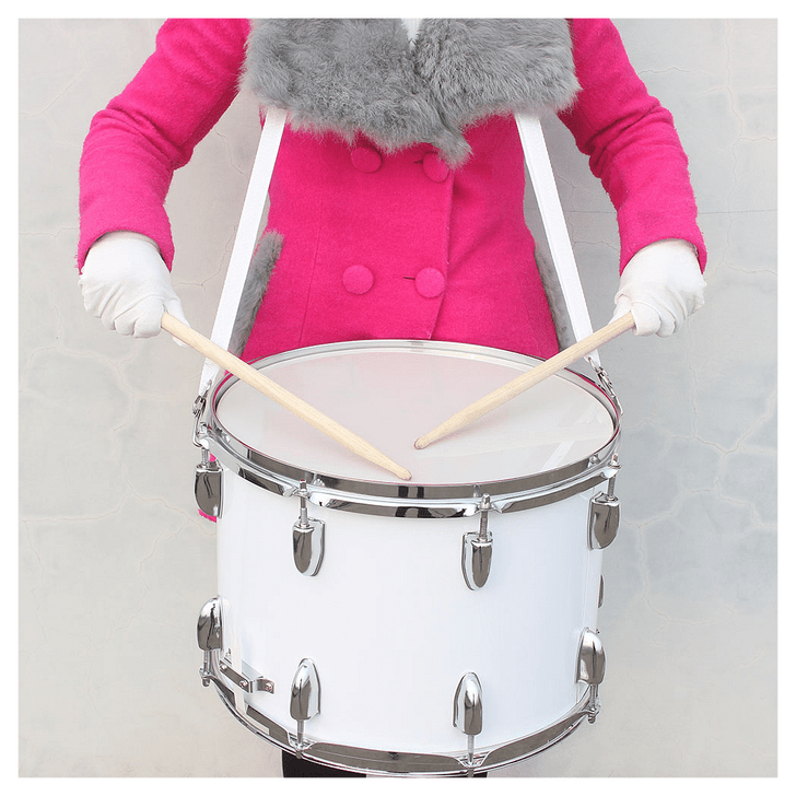14 x10 inches Marching Drum   Drumsticks   Key   Strap White