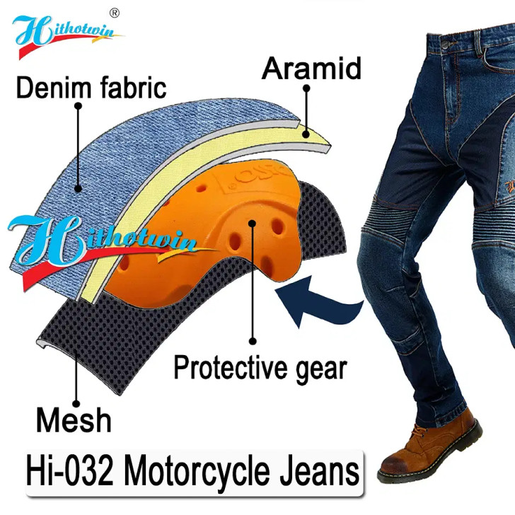 Color: Beige, Size: S - NEW Aramid Motorcycle Jeans Breathable in summer Motocross Pants Motorcycle