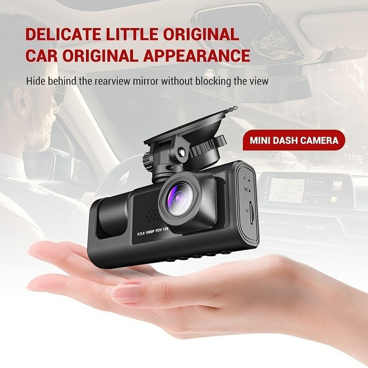 3 Channel Dash Cam Front And Rear Inside; 1080P Dash IR Night Vision; Loop Recording Car DVR Camera