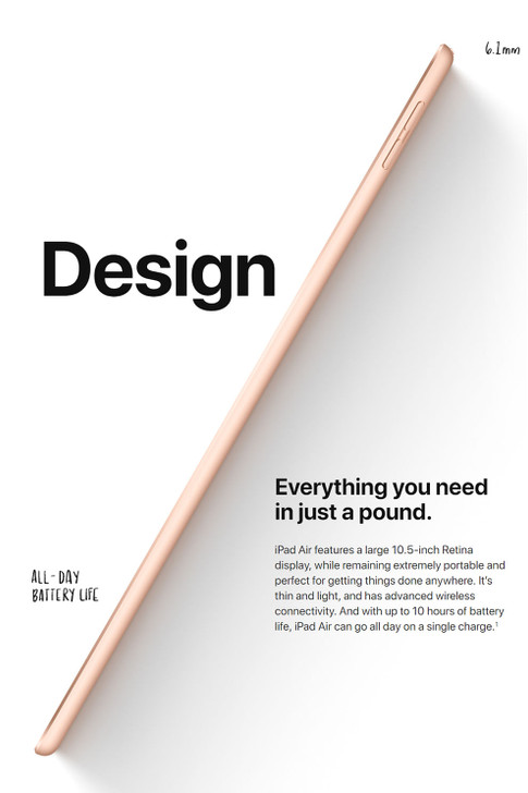 Original Apple iPad Air 10.5-inch (  A12 Chip TouchID Super Portable IOS Tabl K484-PCO_007MQWWJ