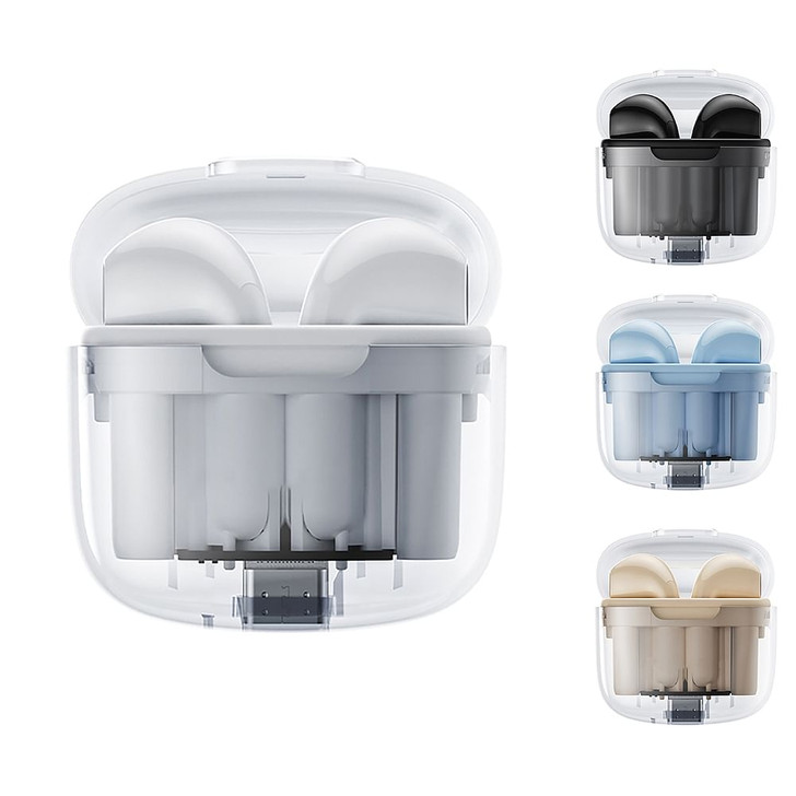 BD02 Wireless Earbuds In-Ear Earphones With Clear Calling Transparent Charging Case For Cell Phone 