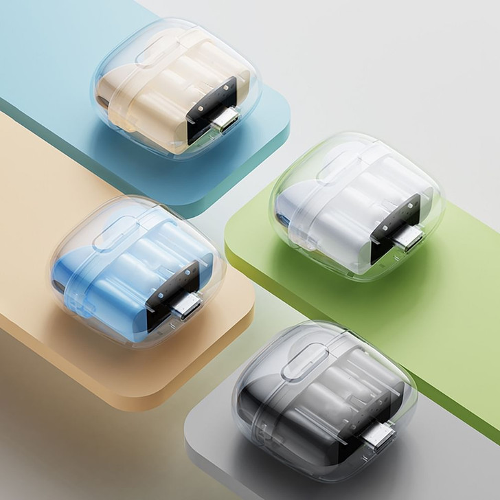 BD02 Wireless Earbuds In-Ear Earphones With Clear Calling Transparent Charging Case For Cell Phone 